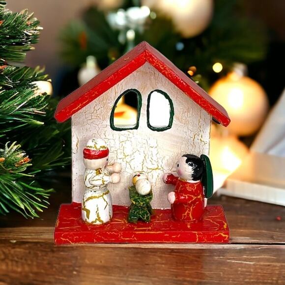 Vintage Wooden Nativity Scene Christmas Ornament - Picture 8 of 8